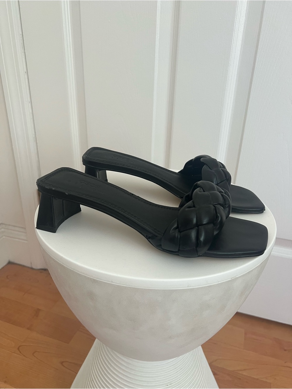 ASOS Black Braided Heel Slide Sandals - Women